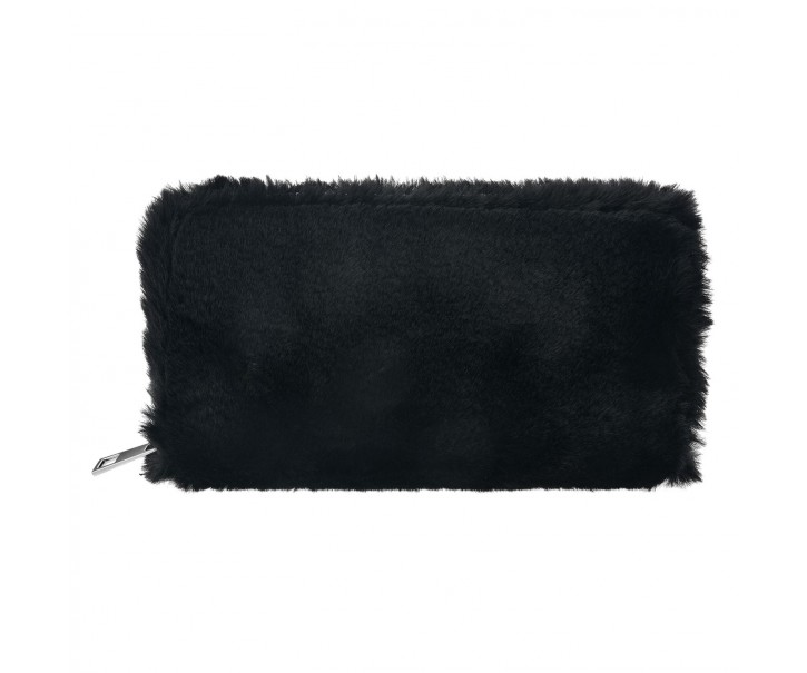 Černá chlupatá peněženka - 19*10 cm