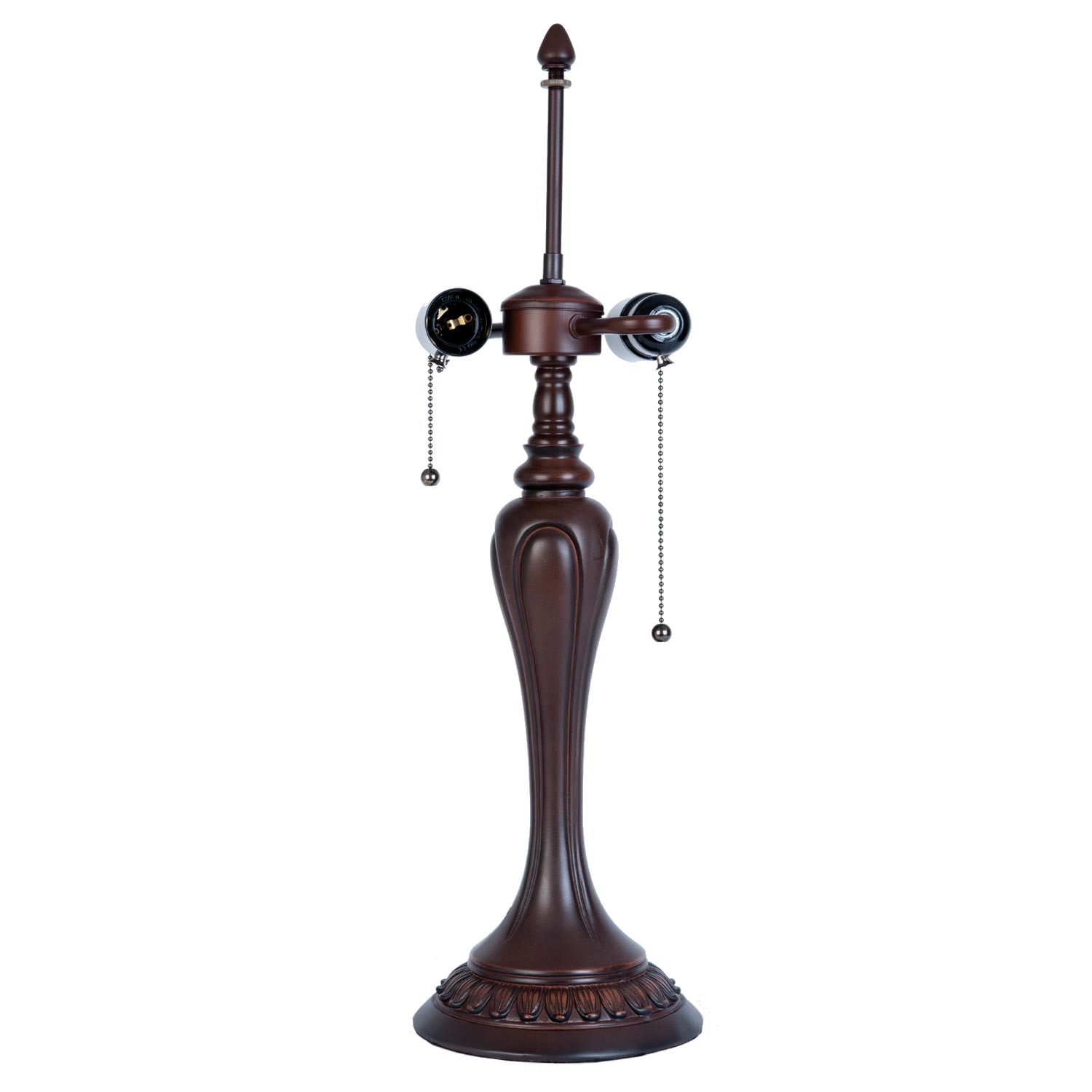 Tmavě hnědá zdobená noha k lampě Tiffany - Ø 17*60 cm / E27/40w