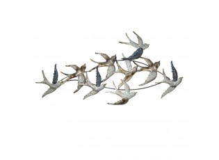 Nástěnné kovové hejno ptáků - 116*62*6 cm