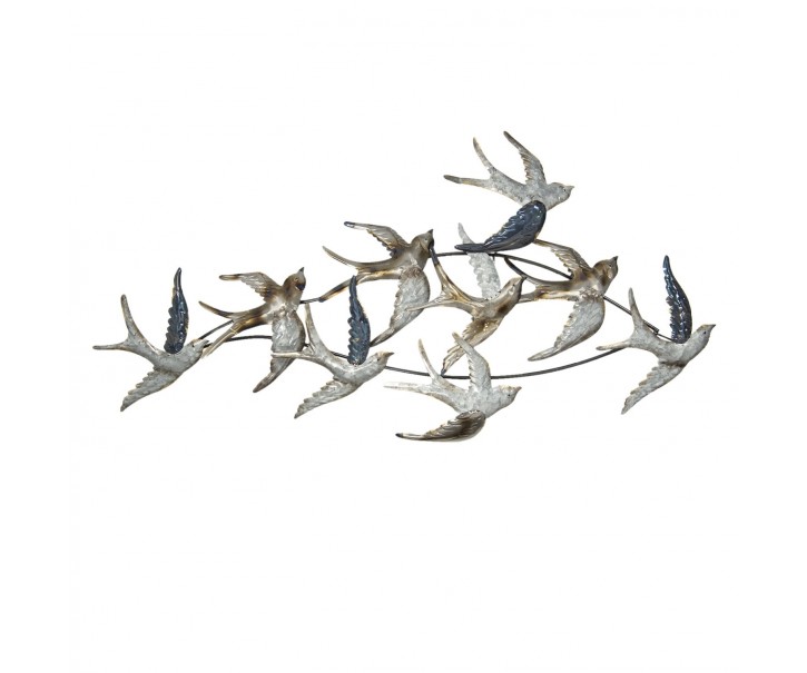 Nástěnné kovové hejno ptáků - 116*62*6 cm