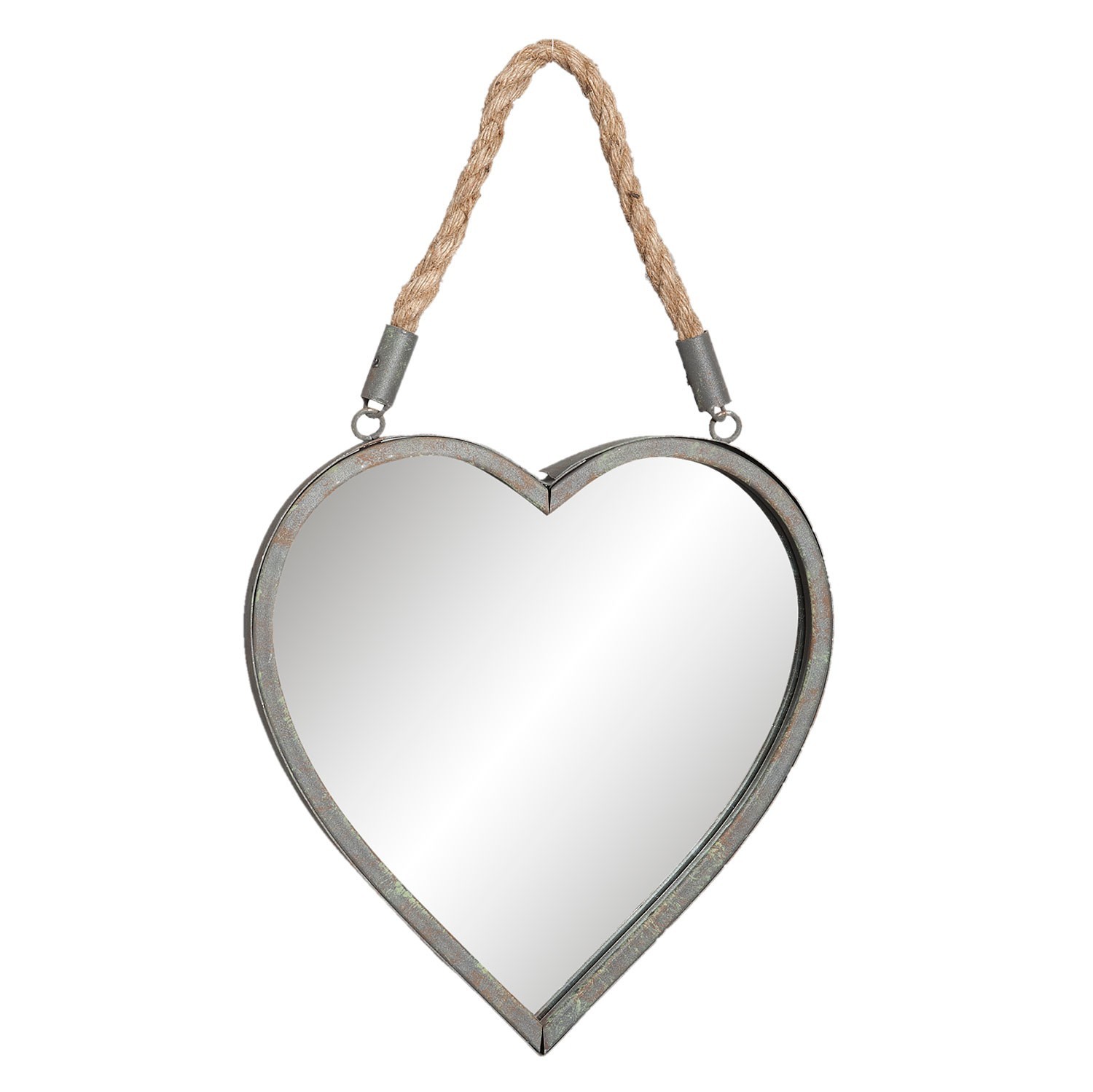 Levně Zrcadlo ve tvaru srdce zavěšené na lanu - 27*3*29 cm 62S124