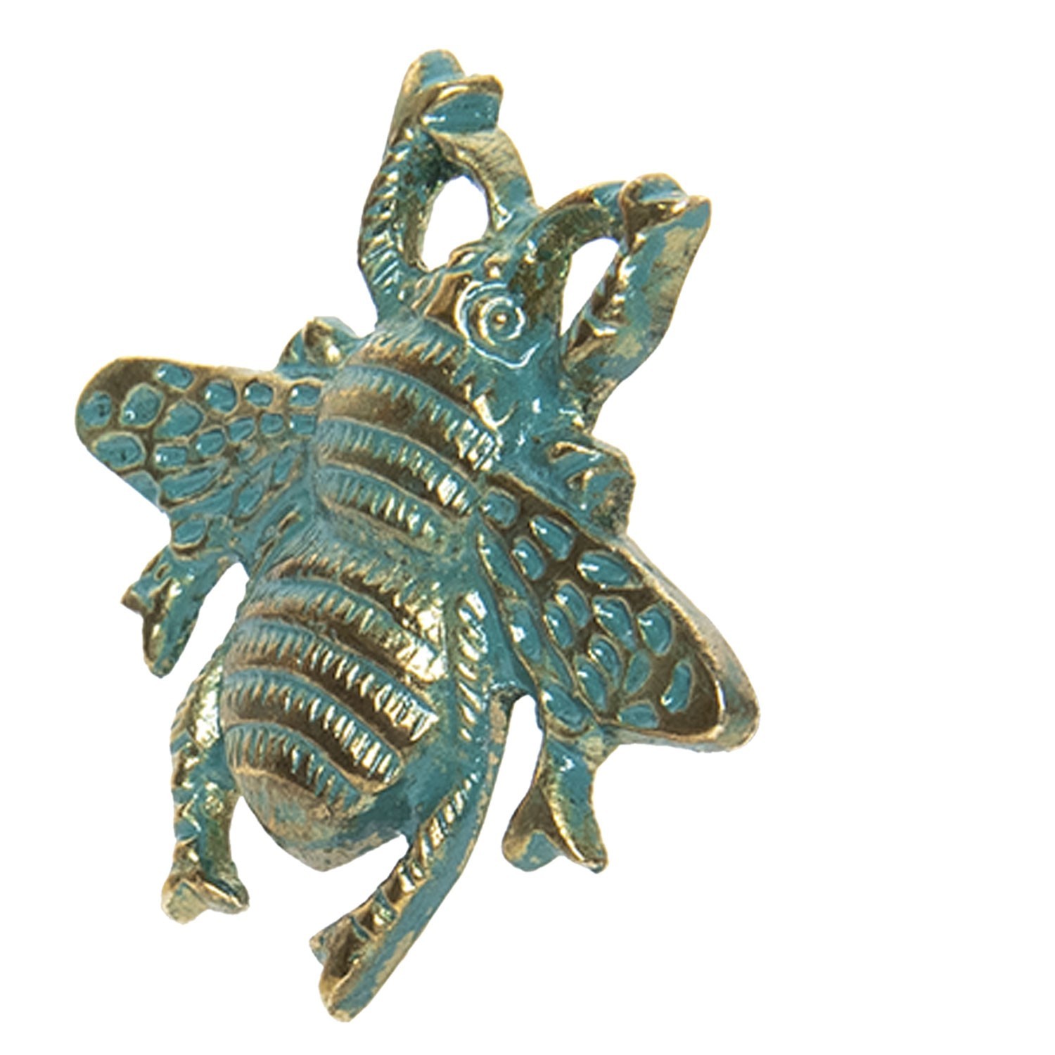 Levně Modro-zlatá kovová úchytka Včela - 6*6 cm 64186