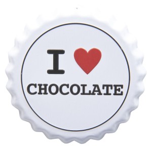 Nástěnná plechová cedule I love chocolate - Ø 13 cm