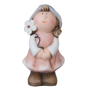 Dekorace dívka s květinou - 6*5*10 cm