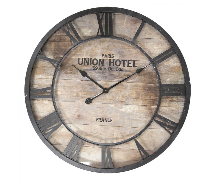Nástěnné hodiny s číselnou kovovou konstrukcí Paris Union Hotel - Ø 68*6 cm