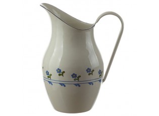 Krémový smaltovaný džbán s květy - 20*26cm - 2.5L
