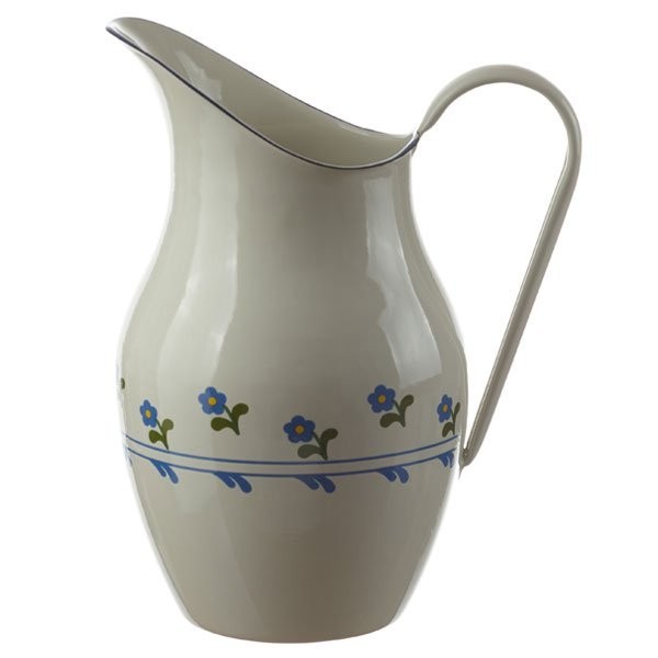 Levně Krémový smaltovaný džbán s květy Flower- 20*26cm - 2.5L 104.14