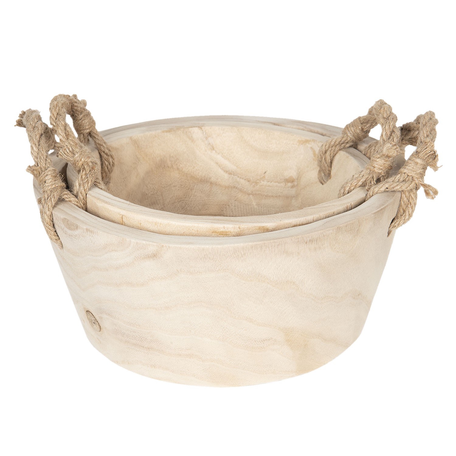 Sada 2 dřevěných košíků/ misek - Ø 36*16 cm / Ø 29*13 cm