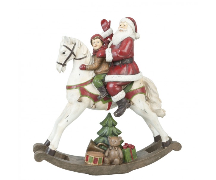 Dekorace Santa na houpacím koni - 29*10*30 cm