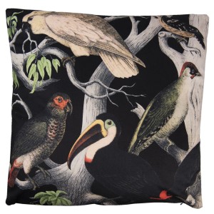 Černý sametový polštář s výplní Toucan - 45*45cm