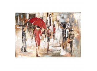 Nástěnný dekorativní obraz Lidé v dešti - 120*5*80 cm