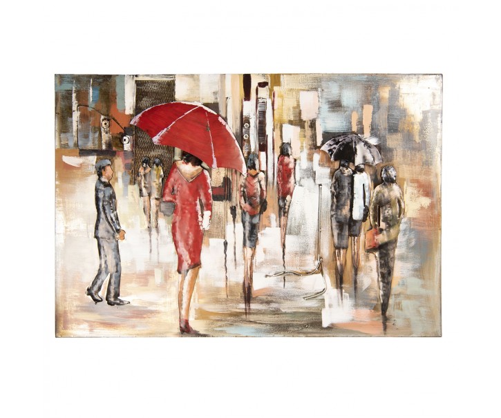 Nástěnný dekorativní obraz Lidé v dešti - 120*5*80 cm