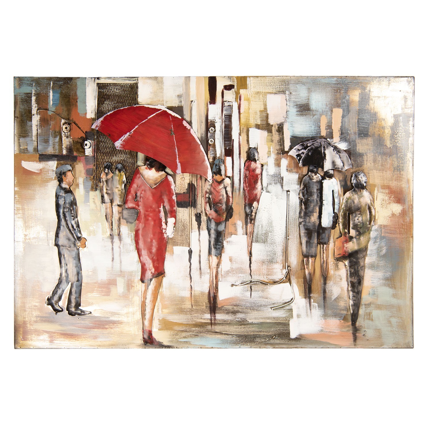 Nástěnný dekorativní obraz Lidé v dešti - 120*5*80 cm 5WA0163