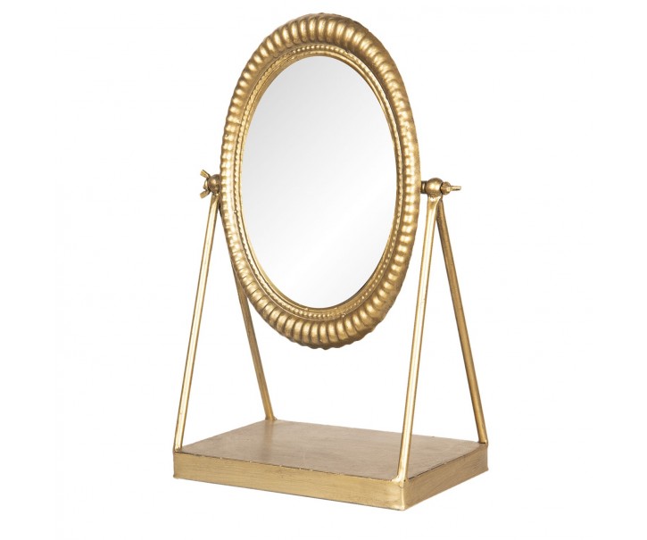 Zlaté antik kovové kosmetické zrcadlo Vioni - 23*13*35 cm