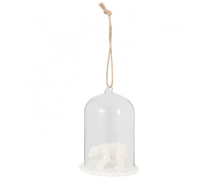Závěsná skleněná ozdoba lední medvěd - Ø 8*10 cm