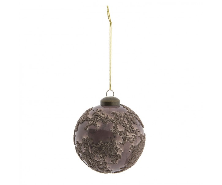 Lila vánoční koule s korálky 4ks - Ø 8 cm 