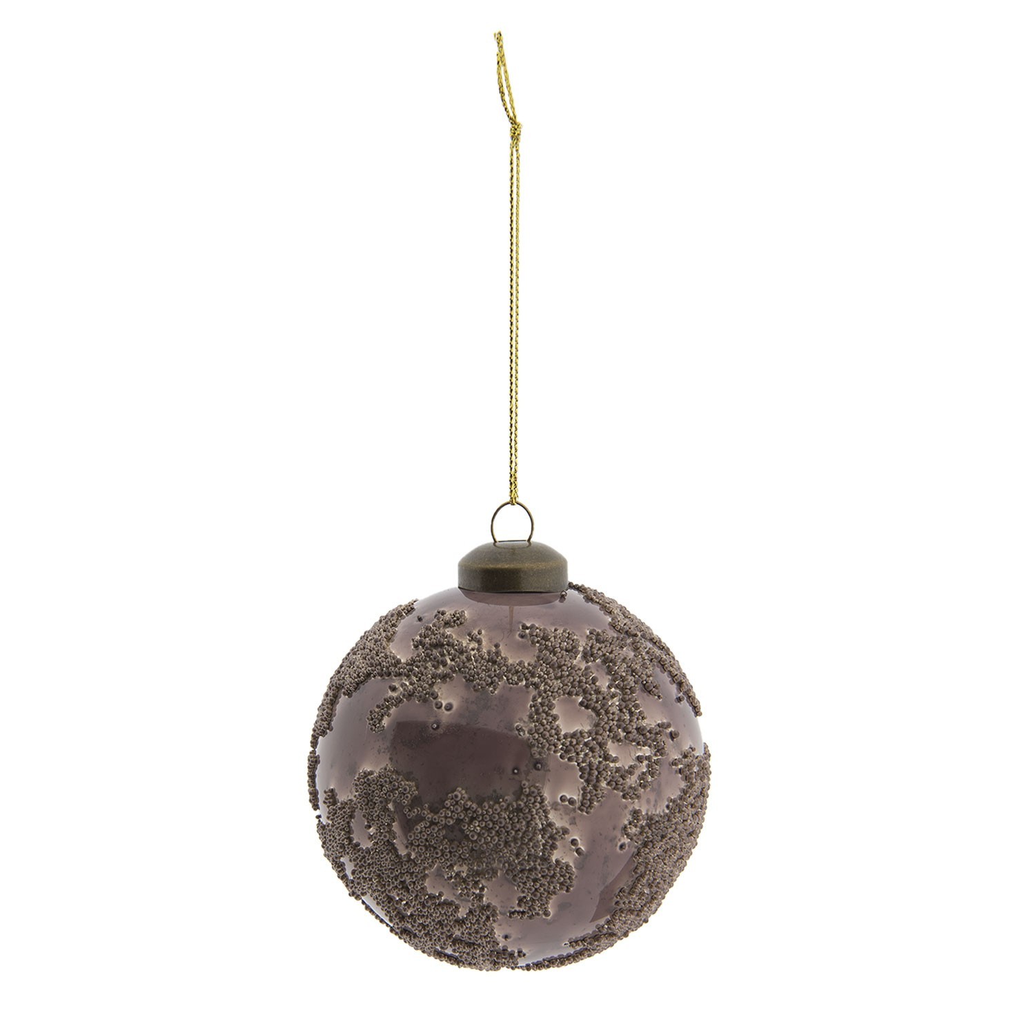 Lila vánoční koule s korálky 4ks - Ø 8 cm  Clayre & Eef