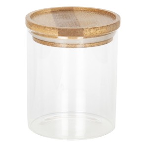 Skleněná dóza s hnědým těsnícím víčkem - Ø 8*10 cm
