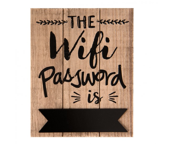 Nástěnná dřevěná cedule na heslo Wifi - 16*1*20 cm