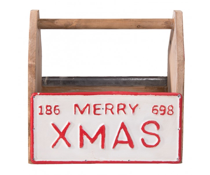 Dekorační dřevěná přepravka Merry Xmas - 30*13*30 cm Clayre & Eef