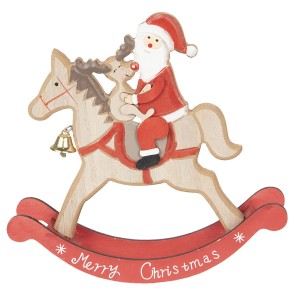 Dřevěná dekorace Santa na koni - 22*22*5 cm