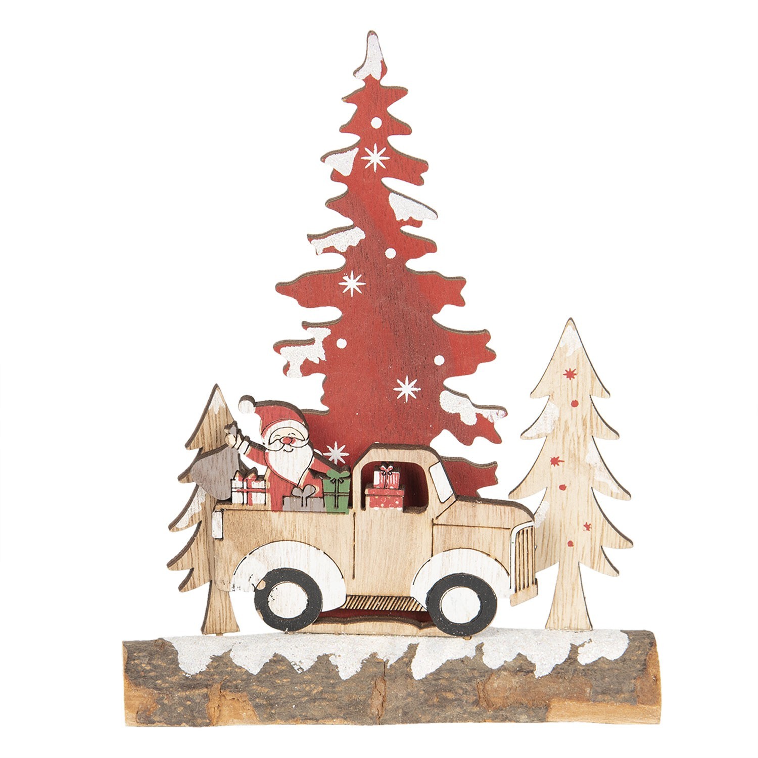 Dřevěná vánoční dekorace se Santou - 6*5*20 cm Clayre & Eef
