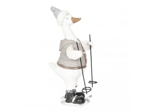 Dekorativní soška husy na lyžích v zimní vestě - 23*9*10 cm