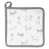 Chňapka - podložka Dog Friends - 20*20 cm Materiál : 100% bavlnaBarva: bílá, šedá Kvalitní bavlněná chňapka s pejsky bude krásný doplněk pro milovníky pejsků. Ve vašem domě, na chalupě, všude bude tato série vypadat krásně.