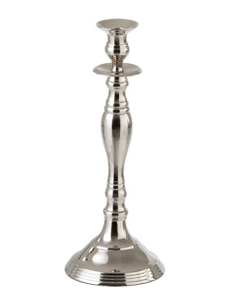 Stříbrný kovový svícen - Ø 13*34cm