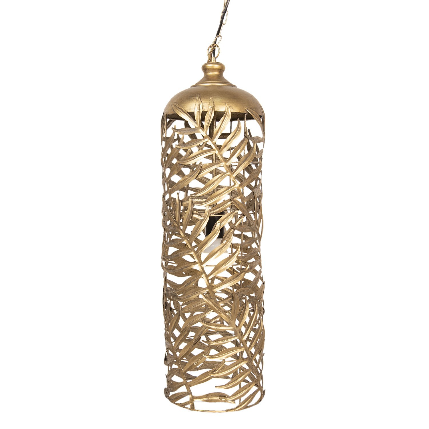 Zlatavý křišťálový závěsný lustr - Ø 70*58 cm Clayre & Eef