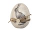 Dekorační vajíčko s motivem zajíce a mašličkou - Ø 12*14 cm