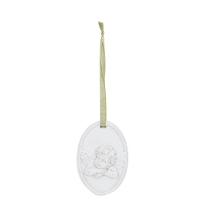Závěsná bílá ozdoba s andělem - 7*2*10 cm