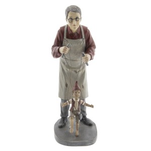 Dekorace muž s loutkou Pinocchio - 16*14*36 cm
