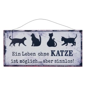 Nástěnná kovová cedule Katze - 30*14 cm