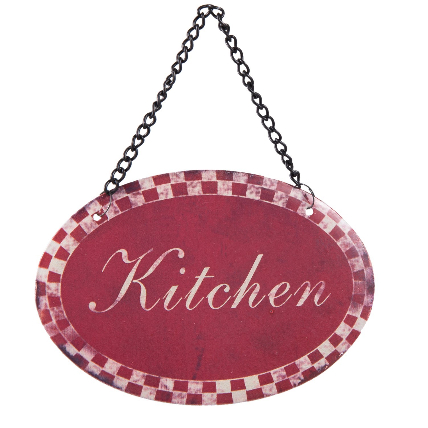 Levně Červená závěsná cedulka Kitchen - 12*8 cm 6Y2530