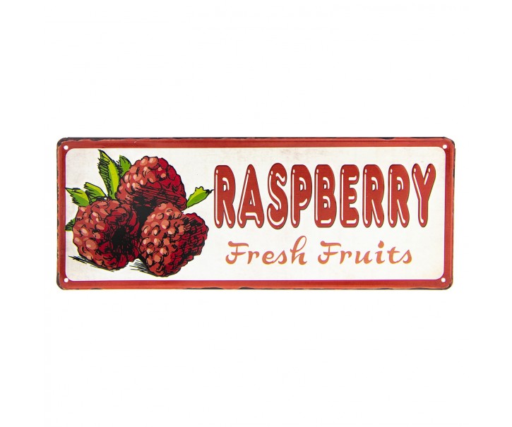 Barevná kovová cedule RASPBERRY FRESH FRUITS.