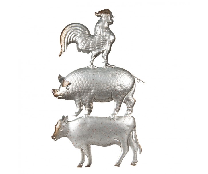 Nástěnná kovová dekorace zvířata - 26*1*46 cm