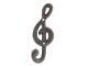 Nástěnný kovový hnědý hudební klíč - 6*5*17 cm
