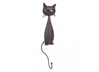 Hnědý kovový háček kočka - 11*5*27 cm