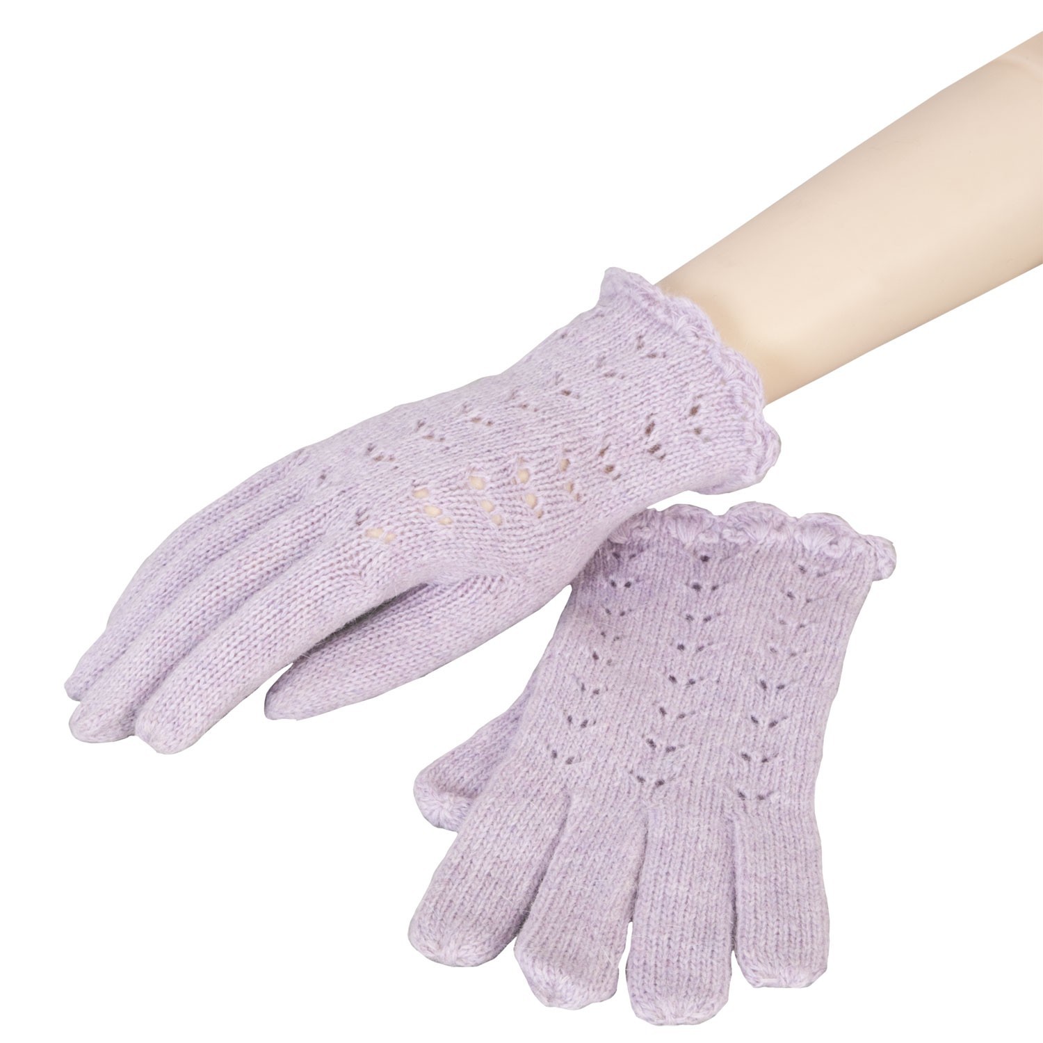 Fialkové pletené rukavice - 8*20 cm Clayre & Eef