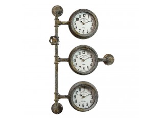 Industriální nástěnné hodiny s patinou - 69*41*16 cm