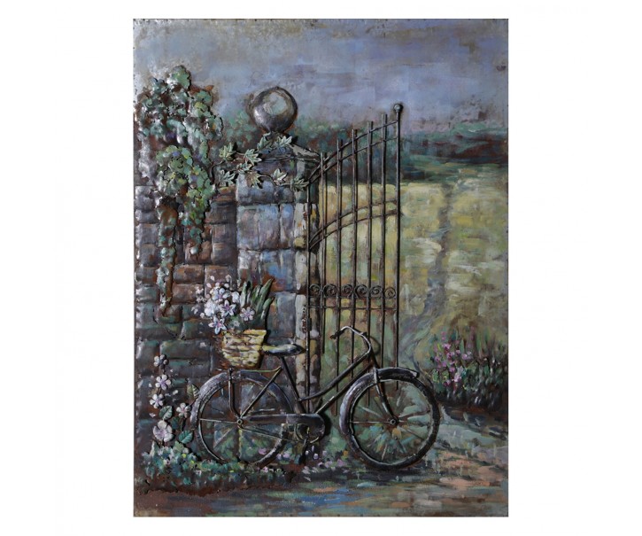 Umělecký kovový obraz Bike - 75*6*100 cm Clayre & Eef