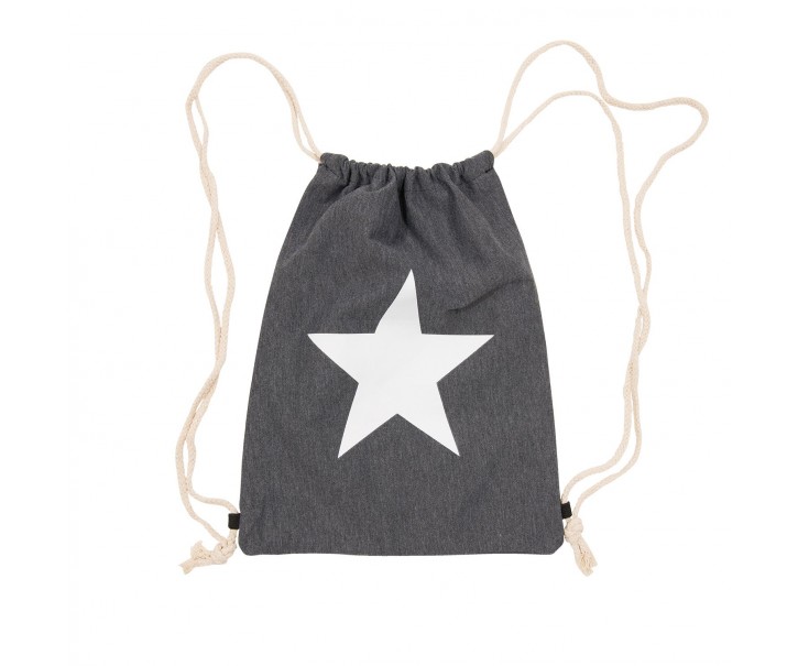 Šedý denim vak na záda Star - 30*40 cm