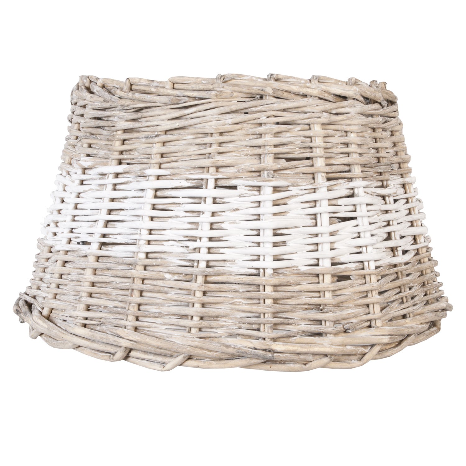 Ratanové stínidlo s bílým pruhem - Ø 38*22 cm / E27