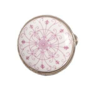 Kulatá keramická knopka s růžovými ornamenty – Ø 3 cm