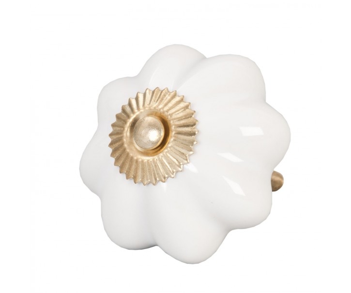 Keramická úchytka Bílá květina – Ø 5 cm