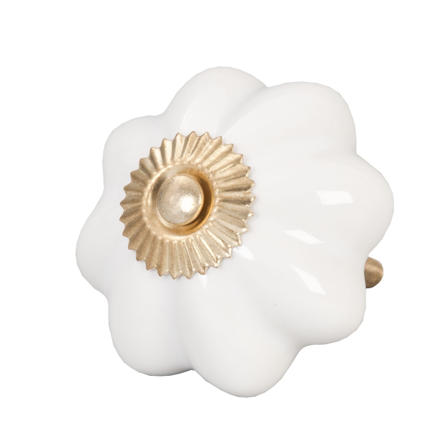 Keramická úchytka Bílá květina – Ø 5 cm Clayre & Eef
