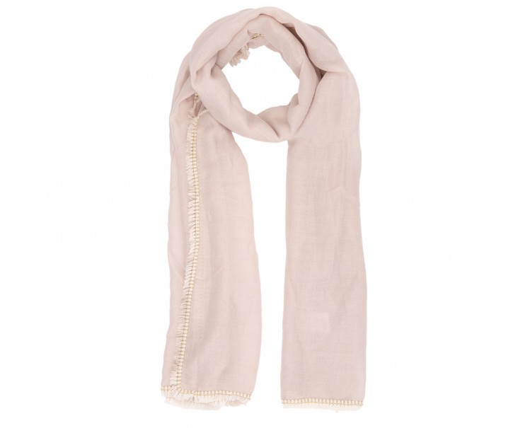 Béžový šátek s třásněmi - 70*180 cm