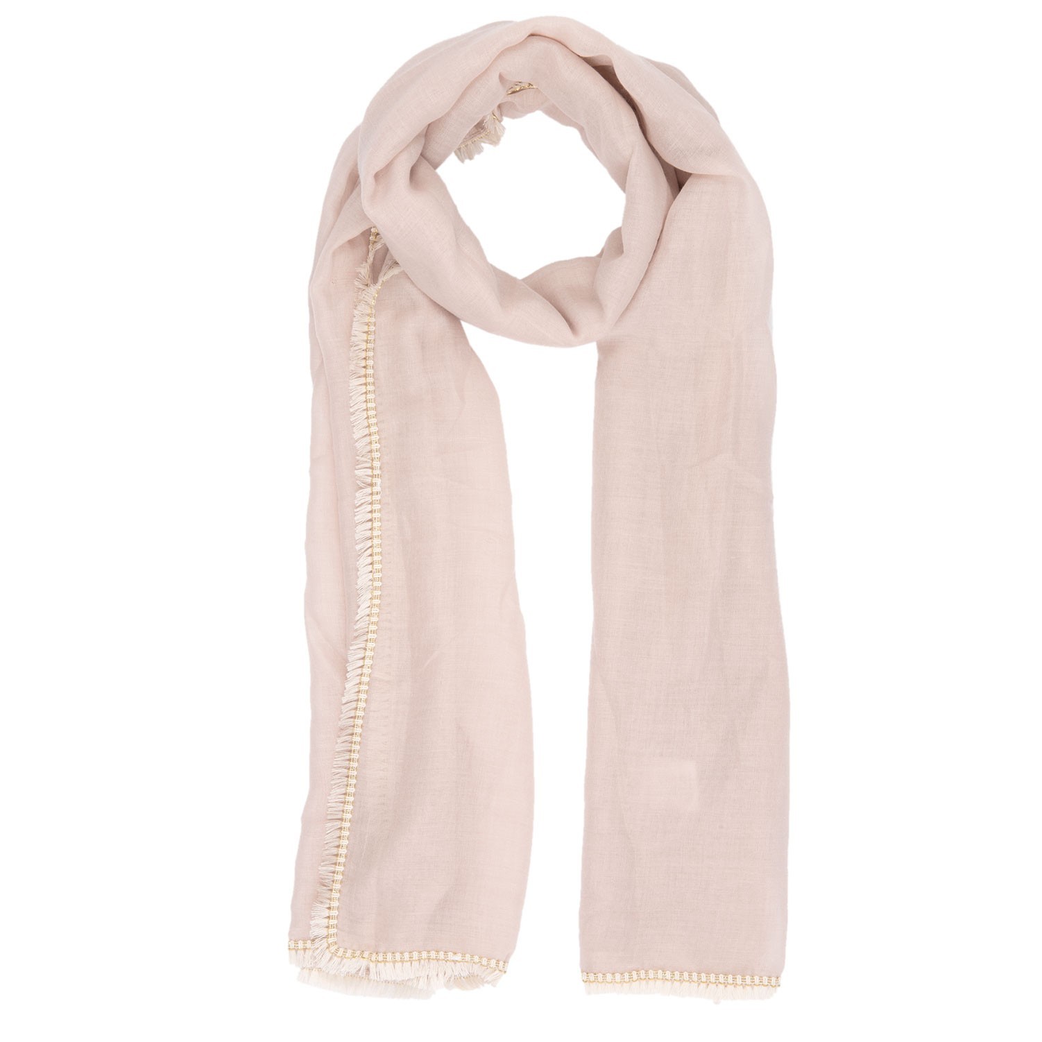 Béžový šátek s třásněmi - 70*180 cm Clayre & Eef