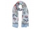 Světle modrý šátek s květinami - 90*180 cm